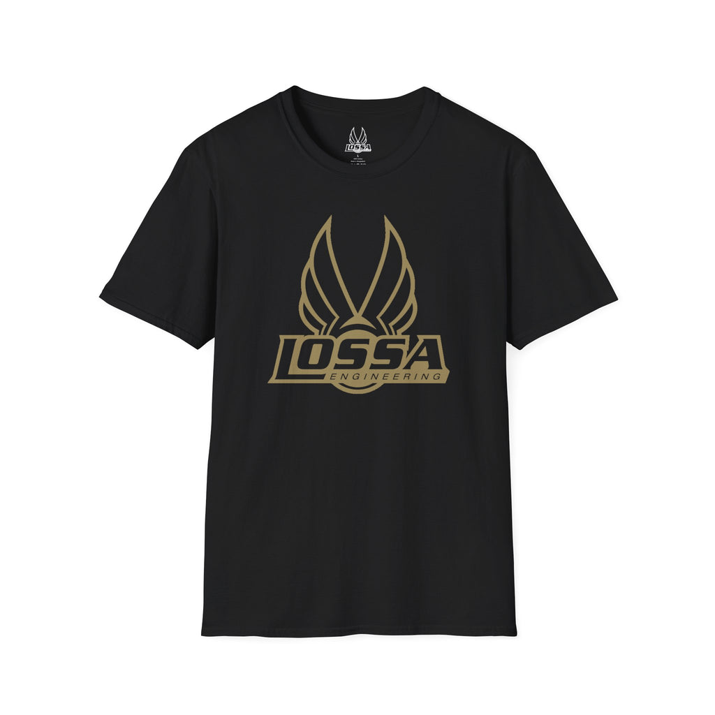 Black t-shirt with gold Lossa wing logo