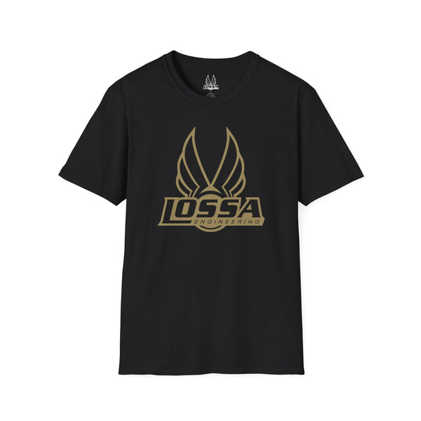 Black t-shirt with gold Lossa wing logo